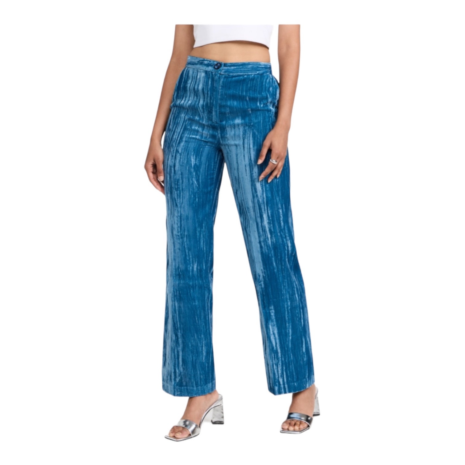 Stella Nova Pants Livi Straight Velour Blue Size 38 (Us: Medium M)